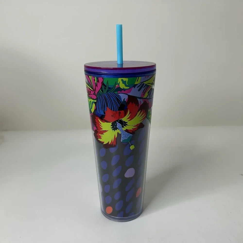 Starbucks Cup Tumbler 24oz Tropical Floral Leaves Cold Cup